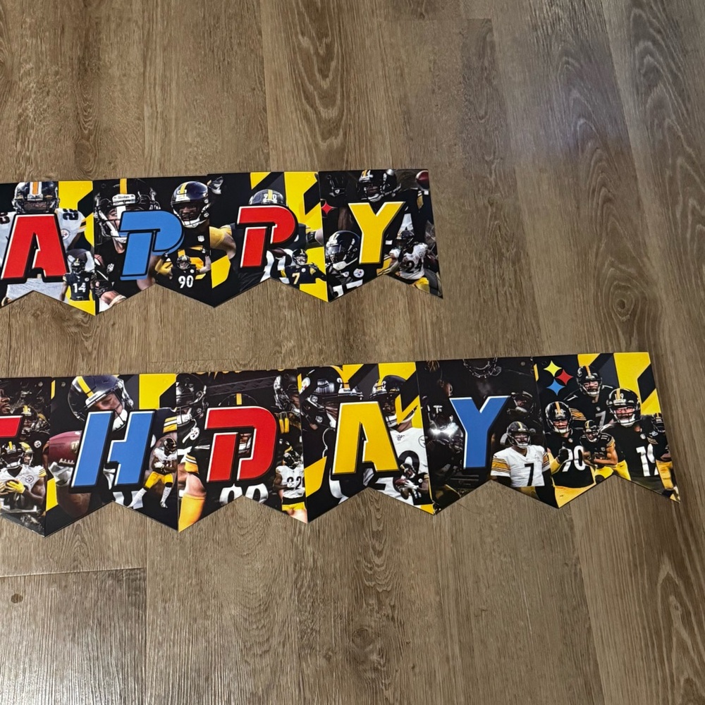 Pittsburgh Steelers Football Themed Happy Birthday Banner - Picture 3 of 3